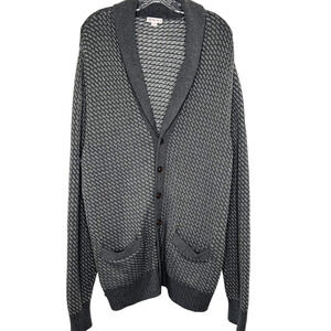 Merona Women's Sweater Button Down Grey/White Long Sleeves Cardigan Size XL